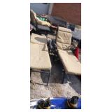 2 cast aluminum outdoor lounge chairs with wheels