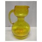 Yellow balloon glass tri-level pitcher 9"
