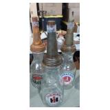 3 glass 1 qt oil jars with spouts (reproductions)