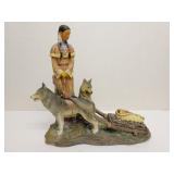Indian Figure with Sleigh and Wolves Journey