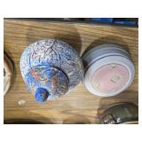 2 covered trinket boxes
