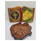 2 wood wall clocks battery operated