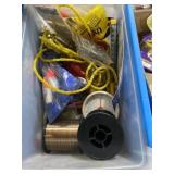 Small tote of fishing line and tackle