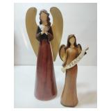2 wooden carved angels