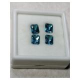 4 light blue rectangle simulated gems