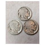 3 Buffalo nickels