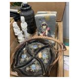 Bookends,  Japanese black porcelain divided