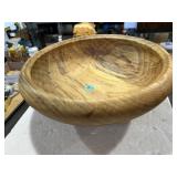 Hand turned live edge burl wood salad bowl 14-in
