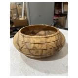 Hand turned 9-in wooden bowl signed 2003