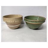 2 small  pottery stoneware dough bowls