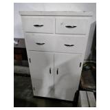 White storage cabinet 27x48x22 ( some damage)