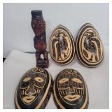 Carved wood tiki man 11in tall and craved native