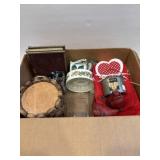 Lot box of rocks, home decor, picture frame