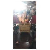 2 matching 26in lamps and magazines basket