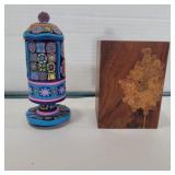 Polymer clay jar 5in and Roger Sloan wood