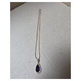 16" 14k Gold Necklace with Amethyst & Diamond