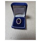 14k Ladies Ring Amethyst and Diamond size 8 1/2