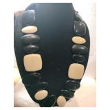 Black and white chunky beaded necklace Marked