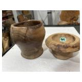 Hand made wooden vase and candle holder