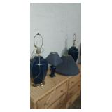 3 blue lamps