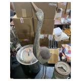 Metal standing crane sculpture 34 inches tall