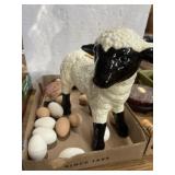 12-in lamb bank, faux eggs, & other farm animals,