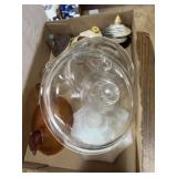 Variety of lids, nesting hen, glass, stoneware,