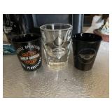 3 Harley Davidson shot glasses, unused