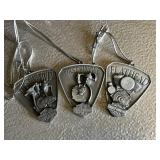 3 pewter 1999 Harley-Davidson Christmas ornaments