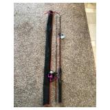 New 2 pc fishing pole w/Zebco open face reel