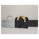 Beaded handbag, silver clutch purse, makeup