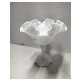 Fenton white glass stemmed dish