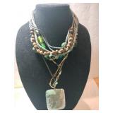 Handmade green beaded necklace