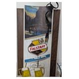 VTG Falstaff Beer Toasting Mugs Motion Bar Sign.