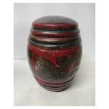Russian USSR lacquered wooden lidded pot