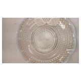 10 1/2" clear glass hobnail platter with white