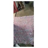 Hand crotched fabric strip blanket 44in x 54in