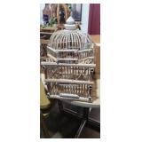 White bamboo bird cage 17in tall 11in wide