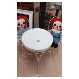 Raggedy Ann & Andy plus white metal table