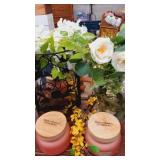 Black candle mirror,flowers, candles & jar