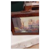 Vintage heavy Wood Suite Case 19"x14" & a painted