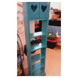 Teal wood stand with 6 shelves 56"x12 1/2"