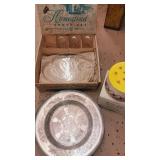 Vintage Homestead snack set, metal tray & new