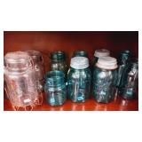 Mostly green Ball jars marked 8 on bottim 1 clear