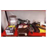 Everything on fifth shelf of unit