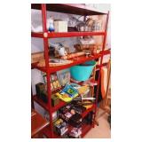 Red Metal Sheving  unite only contents on shelves