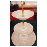 Royal Ironstone 3 tier serving platter 13" tall