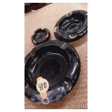 Nesting Ash Trays x3 black & gold color