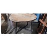 Circle wood coffeetable with metal base mcm style