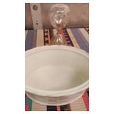 Hall white Dish 19" with handles &  hour glass